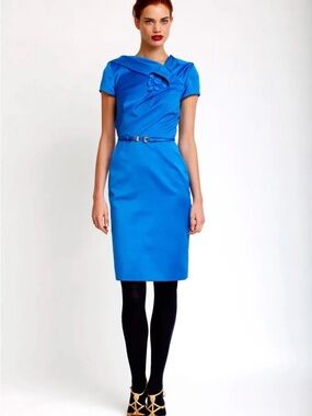 Carolina Herrera 2010 Pre-fall runway Blue Midi belted Dress 8
